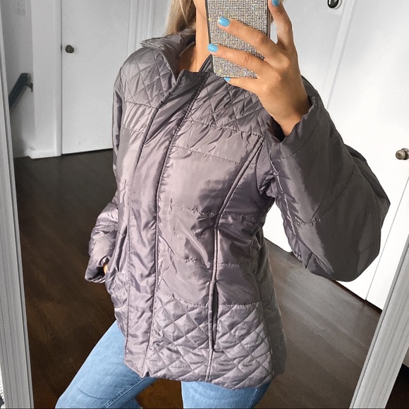 🐑 GABRIELLA VICENZA GREY SHIMMERY PUFFER JACKET! - Picture 2 of 12